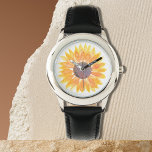 Reloj De Pulsera Girasol<br><div class="desc">Este reloj botánico está decorado con un girasol color agua amarillo. Acuarela original © Michele Davies.</div>