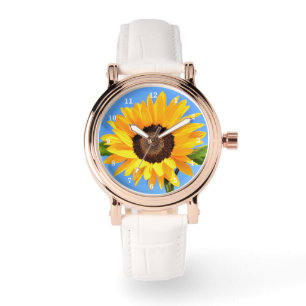 Reloj De Pulsera Girasol Amarillo Contra el Sol en Cielo Azul - Ver