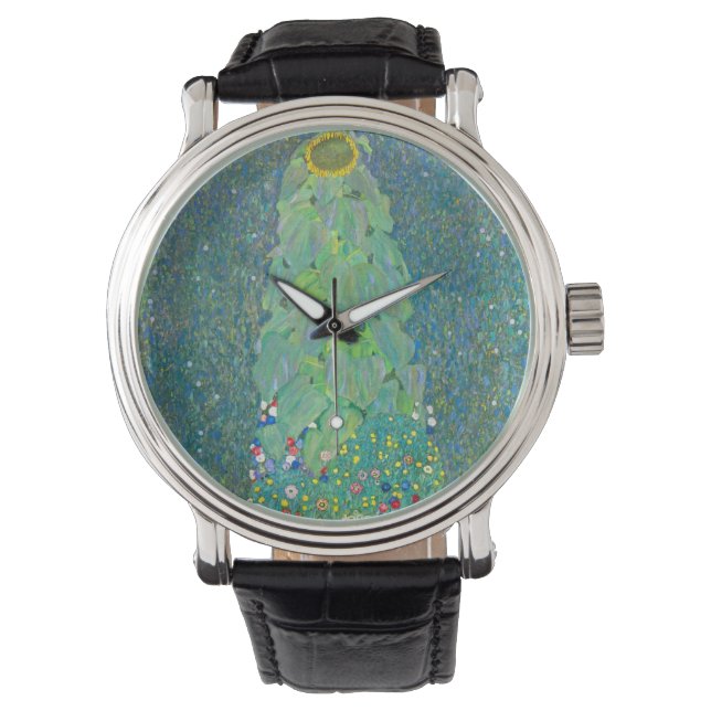 Reloj De Pulsera Girasol de Klimt, flores antiguas Art Nouveau (Anverso)