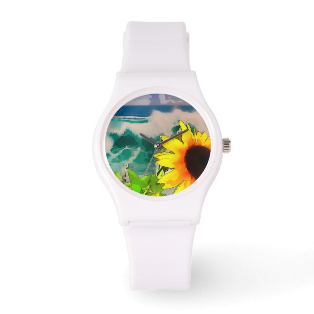 Reloj De Pulsera Girasol en la playa (Anverso)