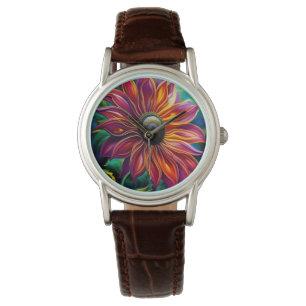 Reloj De Pulsera Girasol filigre rojo y dorado