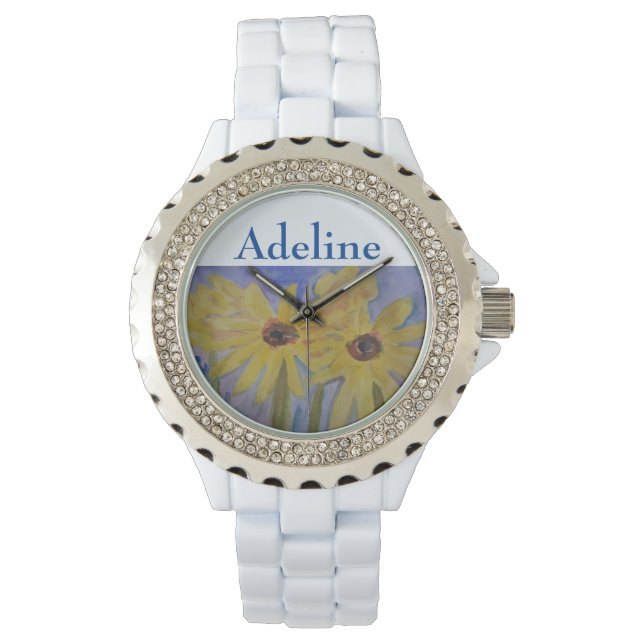 Reloj De Pulsera Girasoles amarillos de verano personalizados (Anverso)