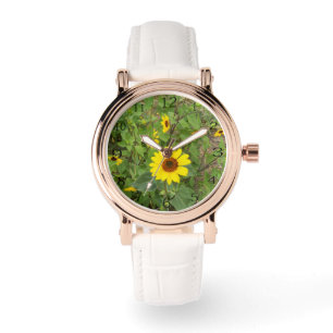Reloj De Pulsera Girasoles Amarillos Soplando En El Viento,