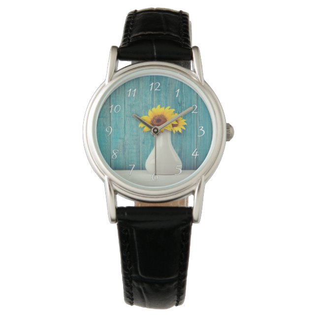 Reloj De Pulsera Girasoles en un jarrón (Anverso)