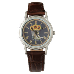 Reloj De Pulsera Girasoles y botas de vaquero