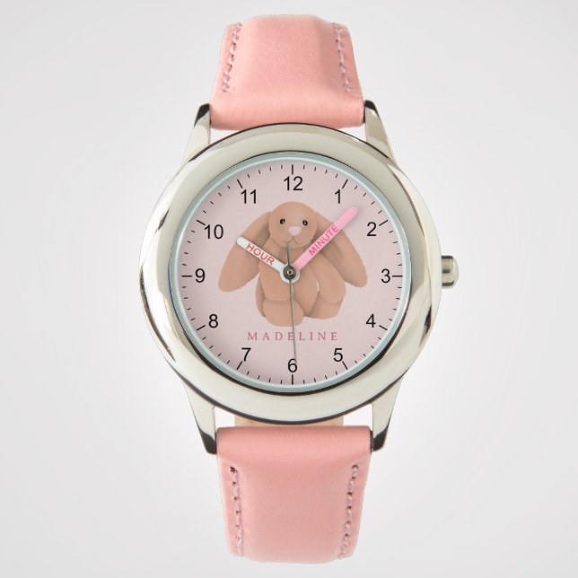Reloj De Pulsera Girls Cute Pink Bunny Rabbit Plushie Kids  (Subido por el creador)