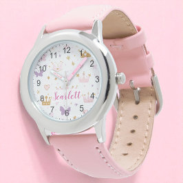 Reloj De Pulsera Girly Cute Rosa Crown Princesa Personalizada