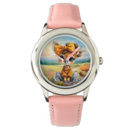 Reloj De Pulsera Girly Giraffe wearing polka dot bow