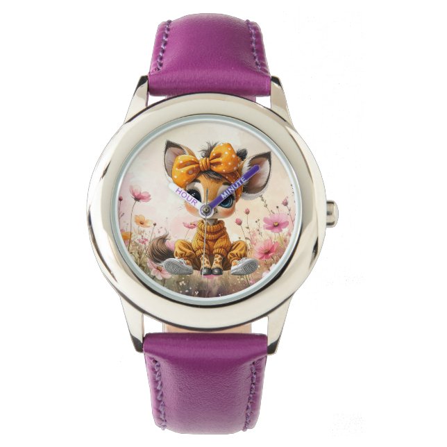 Reloj De Pulsera Girly Giraffe wearing polka dot bow (Anverso)