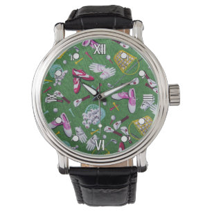 Reloj De Pulsera Girly Golf Pattern Writing Watch
