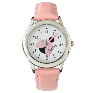 Reloj De Pulsera Girly Pink Ladybug Personalizado Watch