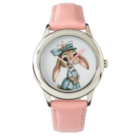 Reloj De Pulsera Girly Rabbit in a blue dress
