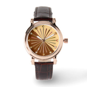 Reloj De Pulsera Giro geométrico moderno, oro mostaza