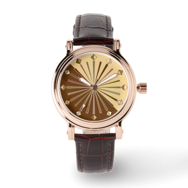 Reloj De Pulsera Giro geométrico moderno, oro mostaza (Anverso)