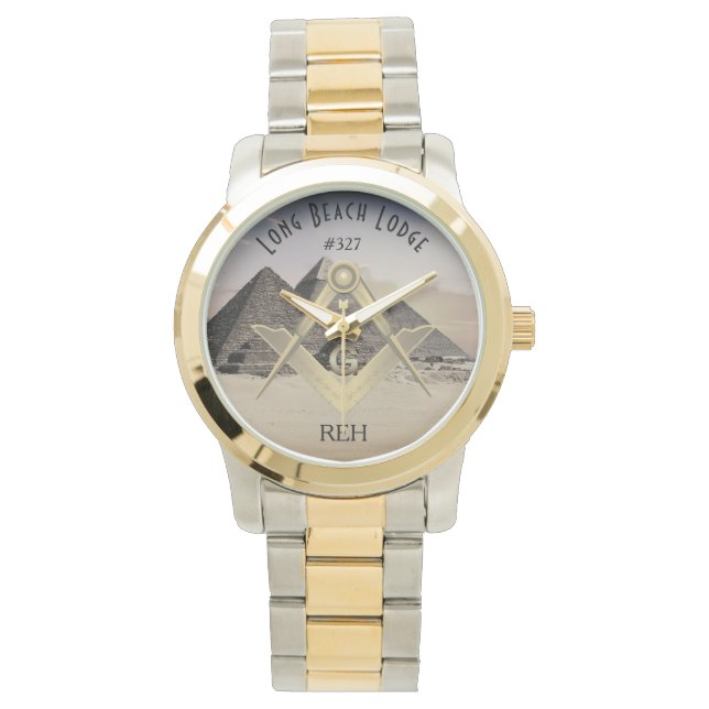 Reloj De Pulsera Giza Pyramids Masonic Monogramed Watch (Anverso)