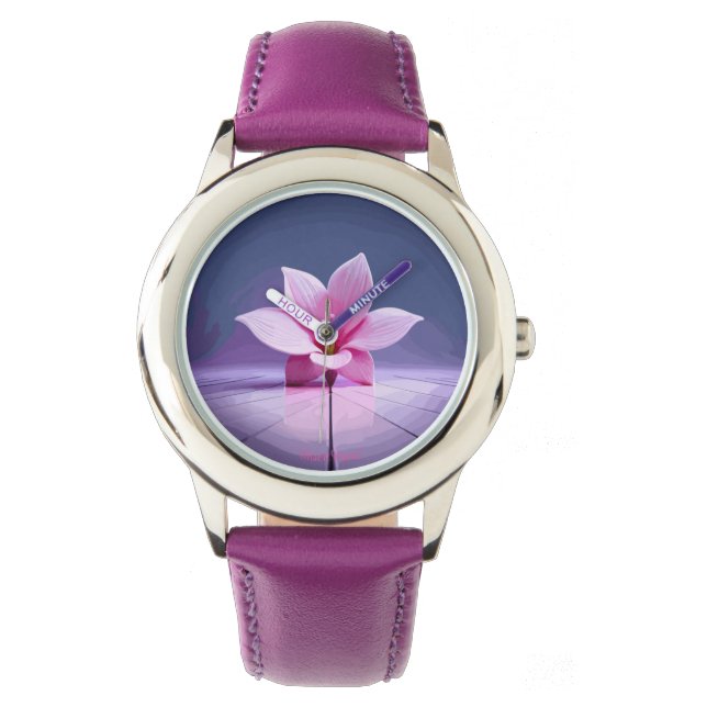 Reloj De Pulsera Gladioli Dimensional: Obra maestra rosa y púrpura (Anverso)