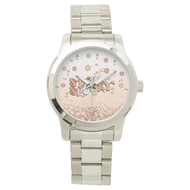 Reloj De Pulsera Glam Purpurina Girly Halloween Stay Spooky (Anverso)