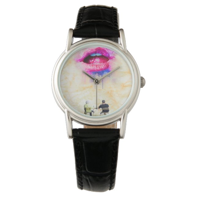 Reloj De Pulsera  Glamorous Pink Lip Illustration (Anverso)