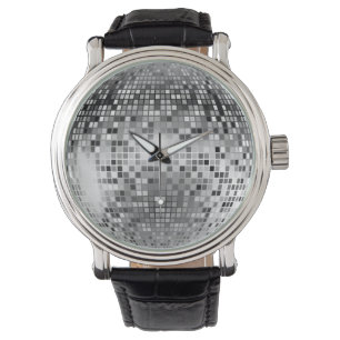 Reloj De Pulsera Glamour Fiesta de bola de plata disco