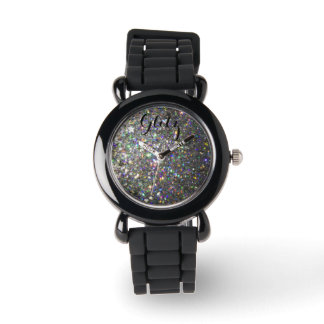 Reloj De Pulsera ¡Glitz Silver y Holograma Purpurina Watch!
