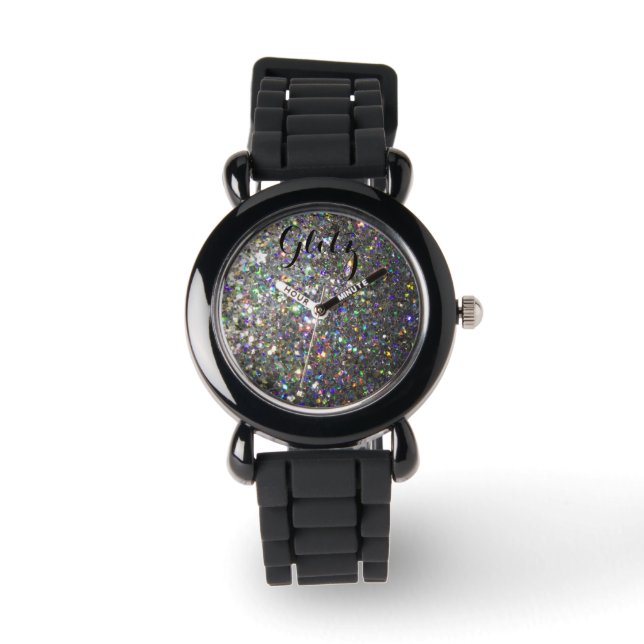 Reloj De Pulsera ¡Glitz Silver y Holograma Purpurina Watch! (Anverso)