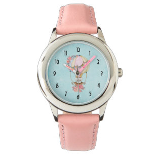 Reloj De Pulsera Globo de aire caliente lindo con acuarela de oso