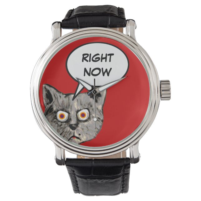 Reloj De Pulsera globo de voz de gato divertido ahora mismo (Anverso)