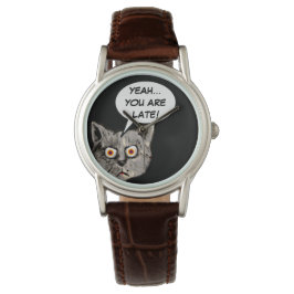 Reloj De Pulsera globo de voz de gato negro divertido