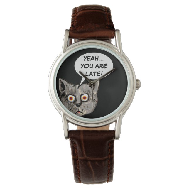 Reloj De Pulsera globo de voz de gato negro divertido (Anverso)