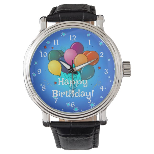 Reloj De Pulsera Globos felices de celebración de cumpleaños, (Anverso)