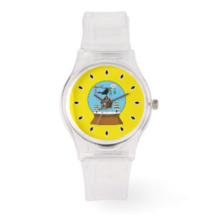 Reloj De Pulsera Glóbulo de la nieve con canto de Blackbird