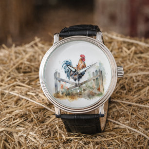 Reloj De Pulsera Gloria de la Mañana: Gallo Acuarela