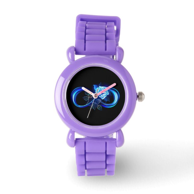 Reloj De Pulsera Glowing infinity with blue rose (Anverso)