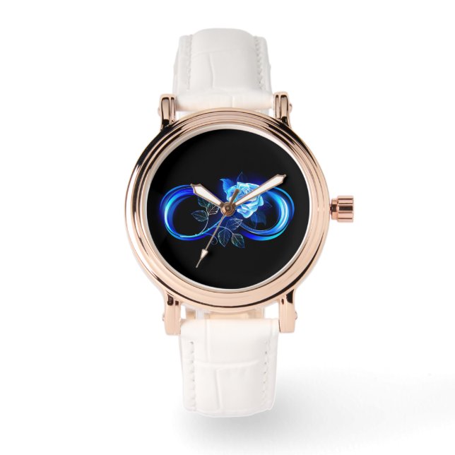 Reloj De Pulsera Glowing infinity with blue rose (Anverso)