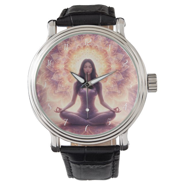 Reloj De Pulsera Glowing Mandala Meditation Woman (Anverso)