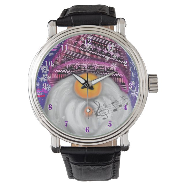 Reloj De Pulsera Gnome canta feliz canción de los Navidades (Anverso)