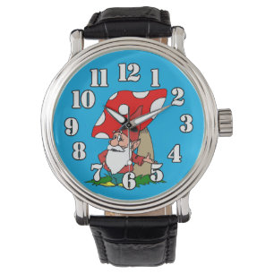 Reloj De Pulsera Gnome con hongo rojo y blanco