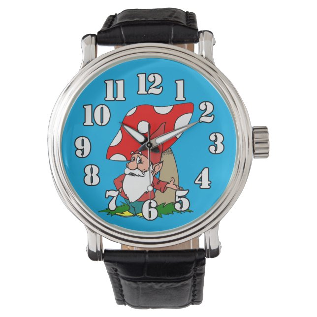 Reloj De Pulsera Gnome con hongo rojo y blanco (Anverso)