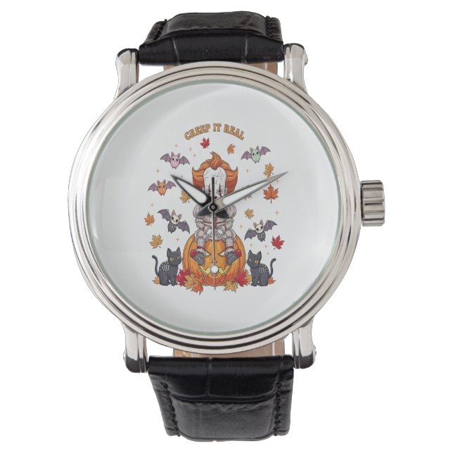 Reloj De Pulsera Gnome Cute Pumpkin Halloween (Anverso)