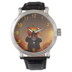 Reloj De Pulsera Gnome Jardín Cargando Una Calabaza, Mira