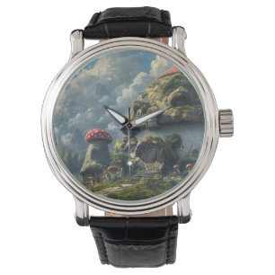 Reloj De Pulsera Gnomo lindo, casa de hongos