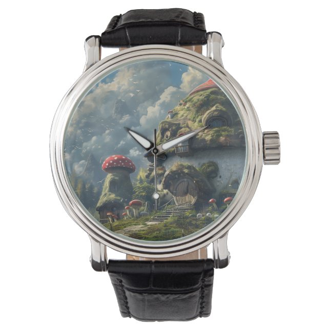Reloj De Pulsera Gnomo lindo, casa de hongos (Anverso)