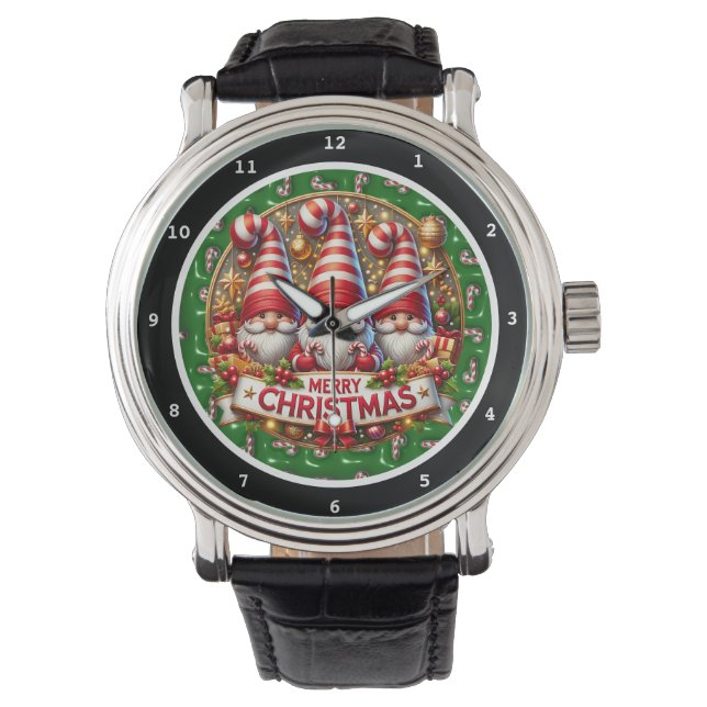 Reloj De Pulsera Gnomos decorativos Feliz Navidad (Anverso)
