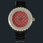 Reloj De Pulsera Gold Diamond Tufed Red Leather Watch<br><div class="desc">Relojes con Diamante Rojo y Oro Tapado de Cuero Textura Lujo Joyas Doradas Regalo Personalizado - También puedes añadir tu Texto / Nombre / más - Haz tu regalo especial de Watch - Redimensionar y mover o eliminar y añadir texto / elementos con la herramienta Personalización ! Diseño de MIGNED....</div>