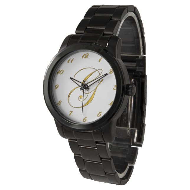Reloj De Pulsera Gold Monograma inicial G Personalizado Watch (Angular)