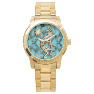 Reloj De Pulsera Gold Southwest Kokopelli Watch