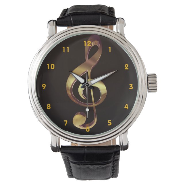 Reloj De Pulsera Gold Treble Clef Music Watch (Anverso)