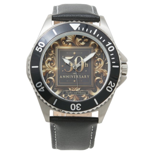 Reloj De Pulsera Golden Flourish: Diseño de 50 años (Anverso)