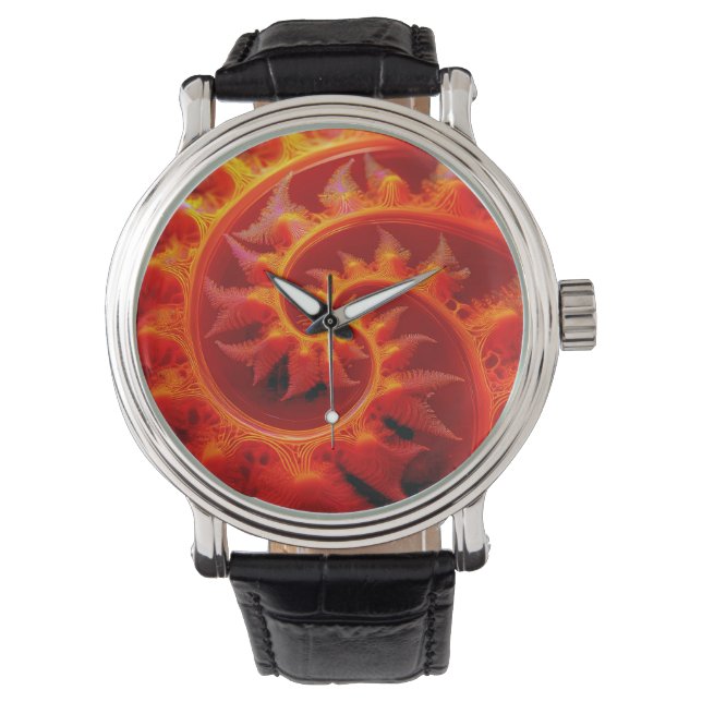 Reloj De Pulsera Golden Mandelbrot Set With Fern Accents (Anverso)