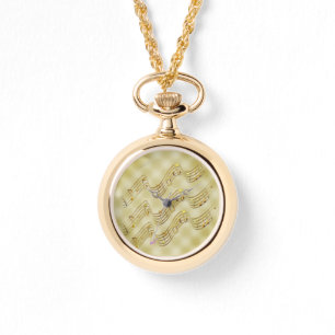 Reloj De Pulsera Golden Music Notes Wraparound Gold Watch